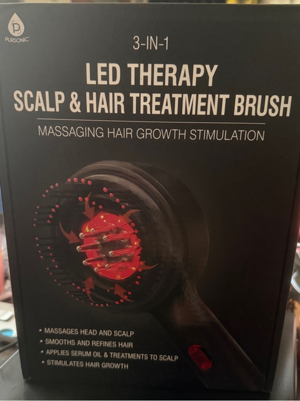 LED Therapy Scalp & Hair Treatment Brush - Black